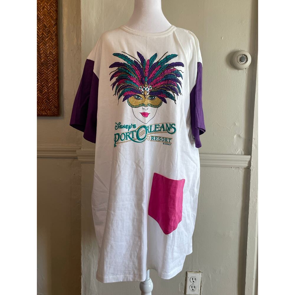 Vintage 80s 90s WDW Port Orleans Restort Mardi Gras Shirt One Size